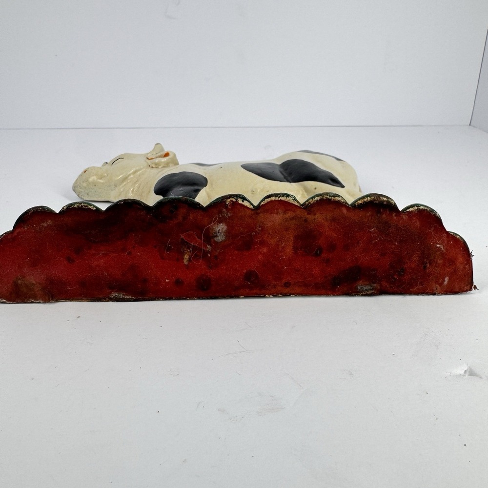Vintage Cast Iron Cow‎ Farm Animal Figurine Hand Painted Country Decor - Picture 5 of 11